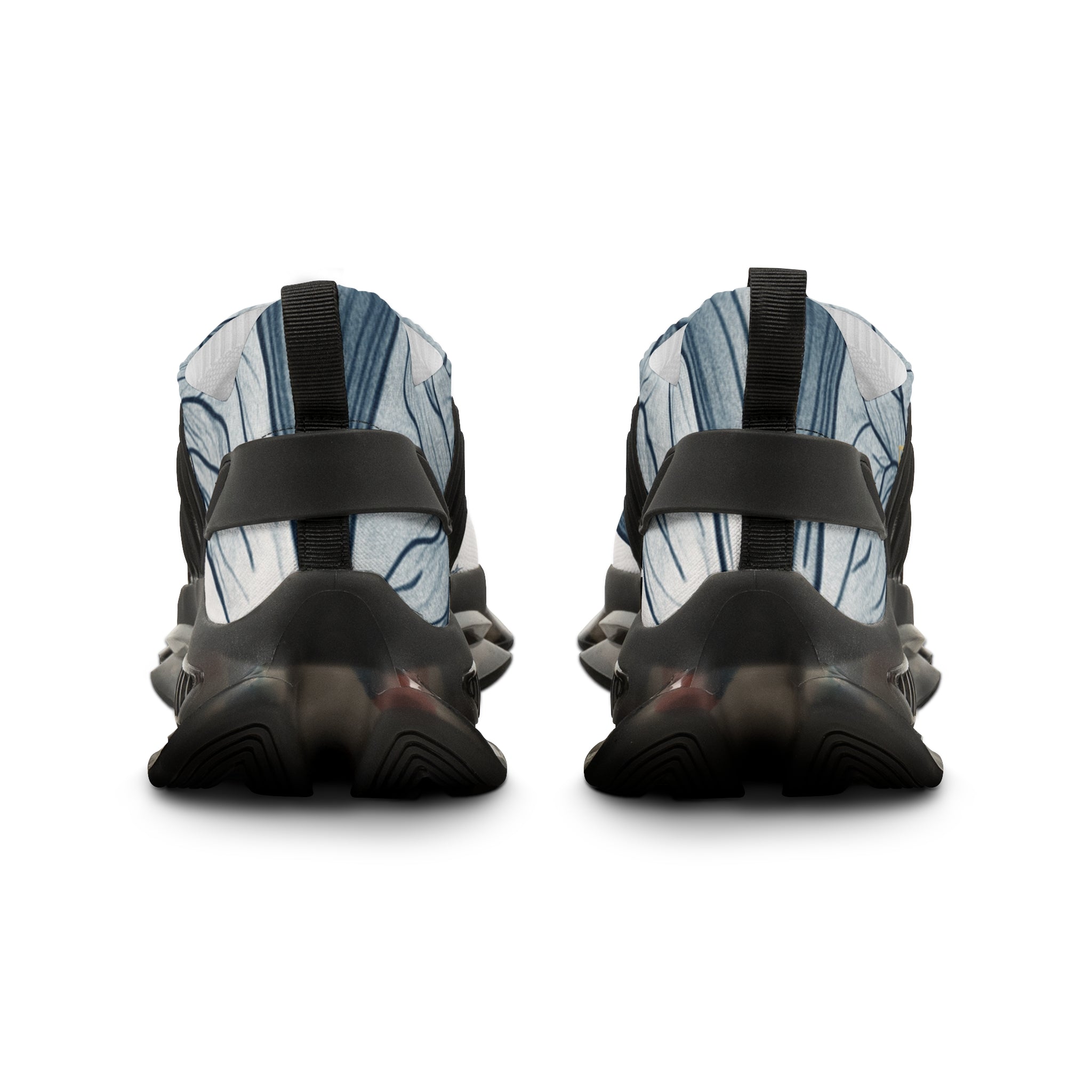 White & Blue Wave Mesh Sneakers — Men's Athletic Shoes